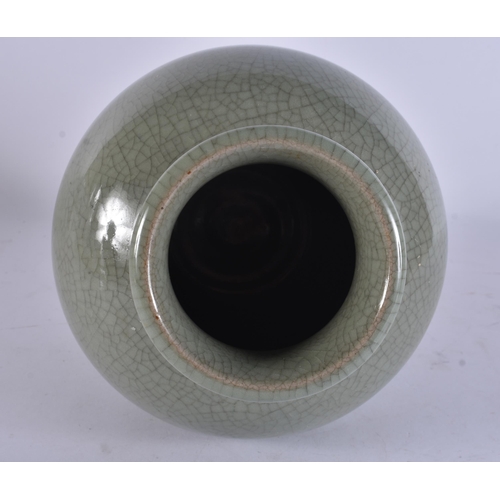 264 - AN UNUSUAL DANISH CELADON GLAZED VASE. 24 cm x 14 cm.