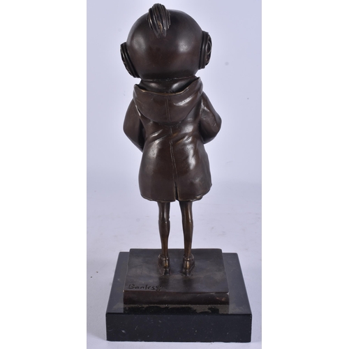 265 - A BRONZE STUDY OF A SCUBA DIVER WITH BIRD. 32 cm high.