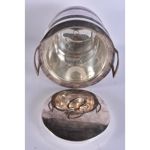 266 - AN ART DECO SILVER PLATED ICE BUCKET AND COVER. 22 cm x 18 cm.