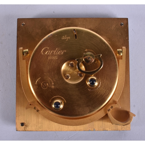 267 - A CARTIER IMITATION MALACHITE STRUT CLOCK. 8 cm square.