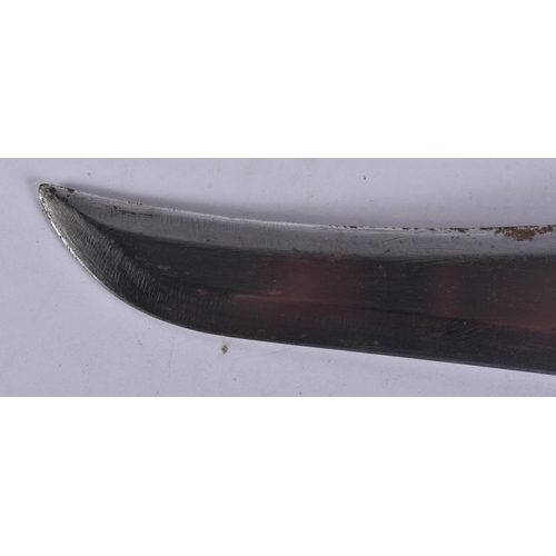 281 - A VINTAGE HORN HANDLED BOWIE KNIFE. 37 cm long.