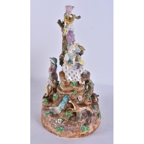 282 - A LARGE ANTIQUE GERMAN PORCELAIN FIGURAL GROUP modelled as numerous figures and a hunting hound, tog... 
