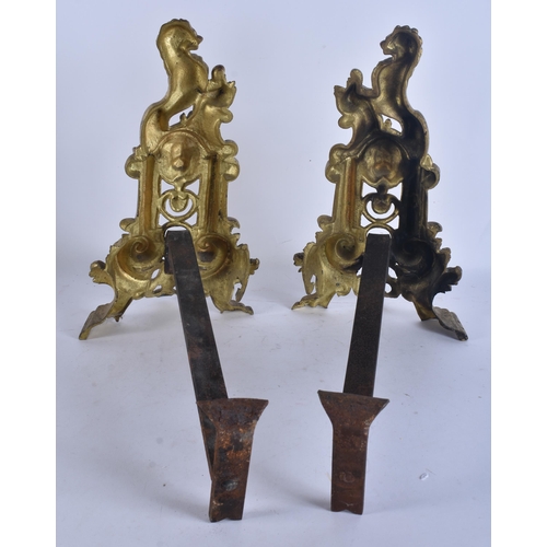 283 - A PAIR OF ANTIQUE FRENCH FIRESIDE CHENETTE'S. 44 cm x 34 cm.