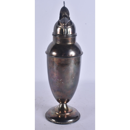 287 - A SILVER PLATED COCKERELL COCKTAIL SHAKER. 36 cm high.