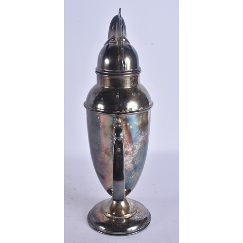 287 - A SILVER PLATED COCKERELL COCKTAIL SHAKER. 36 cm high.