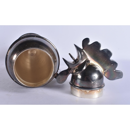 287 - A SILVER PLATED COCKERELL COCKTAIL SHAKER. 36 cm high.