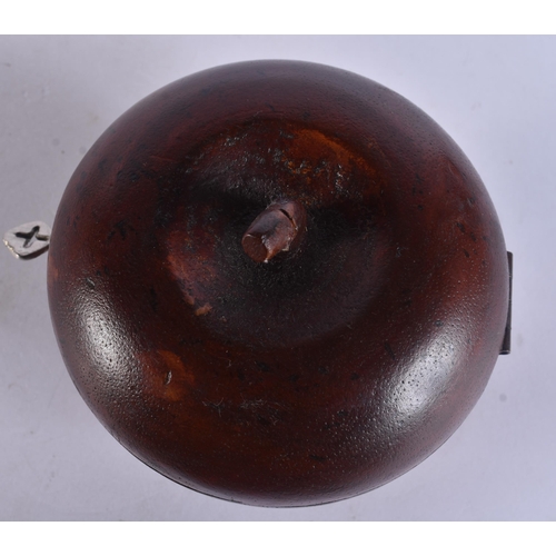 296 - A CARVED WOOD APPLE TEA CADDY. 13 cm high.