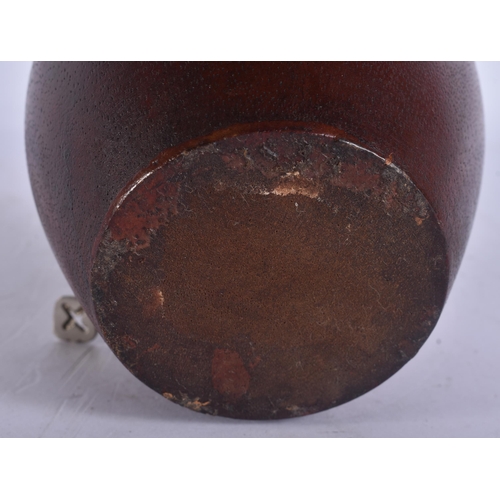 296 - A CARVED WOOD APPLE TEA CADDY. 13 cm high.