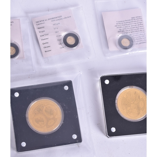 ASSORTED GOLD PROOF COINS and other faux proof coin tokens. (qty)