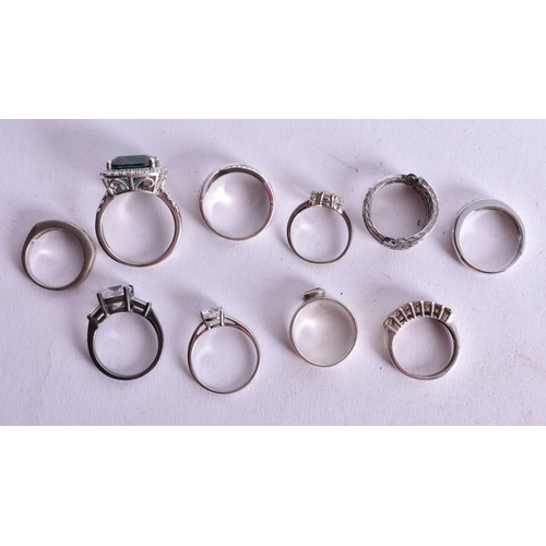 Ten Sterling Silver Rings inc. CZ, Solitaire, Day & Night. Sizes L-V ...