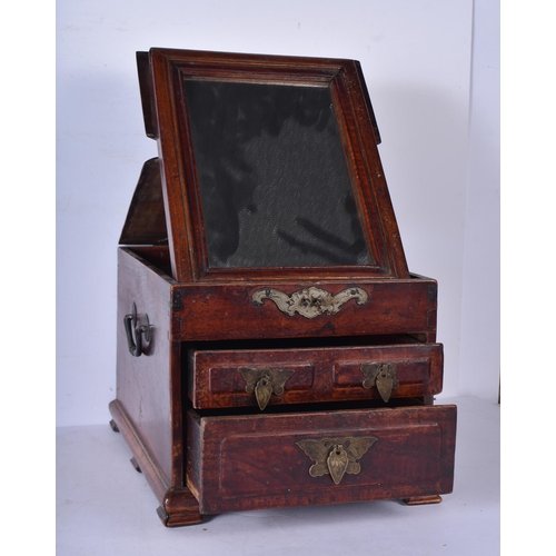 A 19th Century Japanese wooden Geisha box with internal folding mirror ...