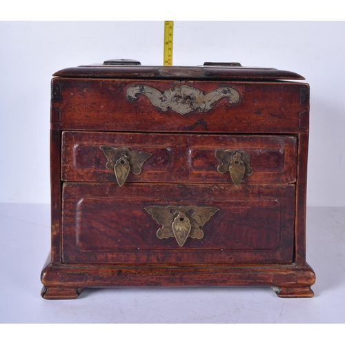 A 19th Century Japanese wooden Geisha box with internal folding mirror ...