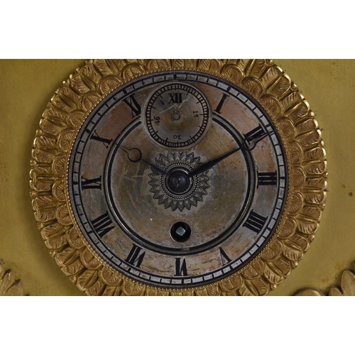 12 - A RARE MID 19TH CENTURY FRENCH ORMOLU MANTEL CLOCK formed with a seated male painting an oil landsca... 