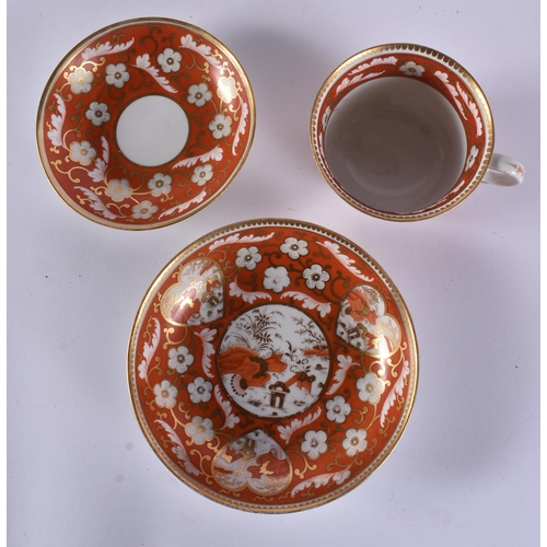 120 - TWO EARLY 19TH CENTURY CHAMBERLAINS WORCESTER PORCELAIN TRIOS. (6)