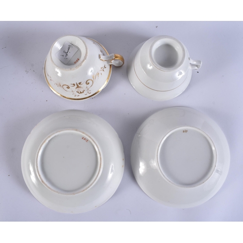 141 - FOUR EARLY 19TH CENTURY CHAMBERLAINS WORCESTER FLORAL CUPS AND SAUCERS. (8)