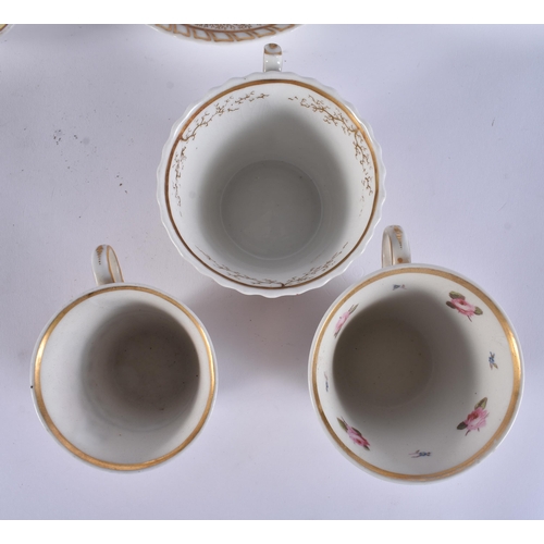 143 - THREE EARLY 19TH CENTURY CHAMBERLAINS WORCESTER FLORAL CUPS AND SAUCERS. (6)