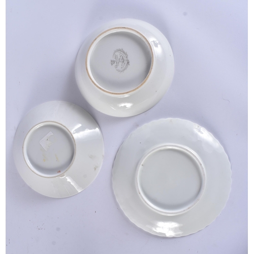 143 - THREE EARLY 19TH CENTURY CHAMBERLAINS WORCESTER FLORAL CUPS AND SAUCERS. (6)