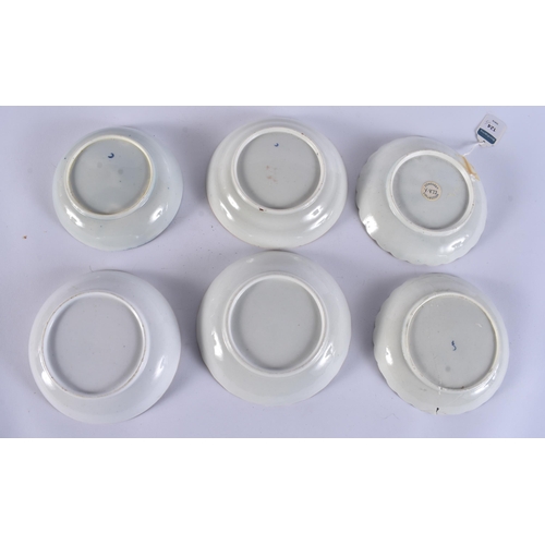 144 - SIX 18TH CENTURY WORCESTER SAUCERS. (6)