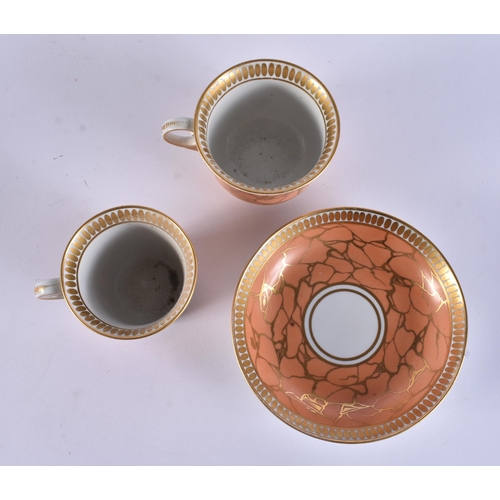 153 - THREE EARLY 19TH CENTURY CHAMBERLAINS WORCESTER TRIOS. (9)