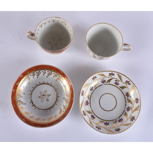 159 - FOUR EARLY 19TH CENTURY CHAMBERLAINS WORCESTER CUPS AND SAUCERS. (8)