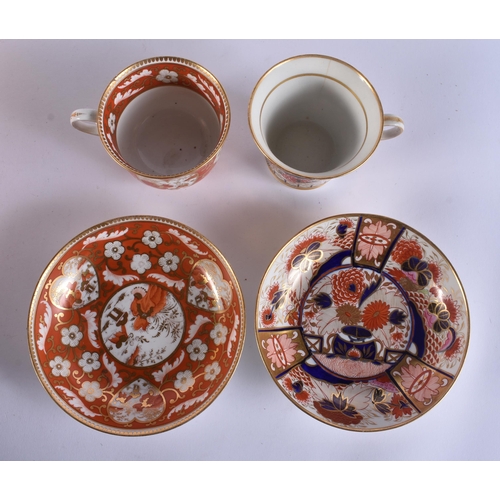 159 - FOUR EARLY 19TH CENTURY CHAMBERLAINS WORCESTER CUPS AND SAUCERS. (8)