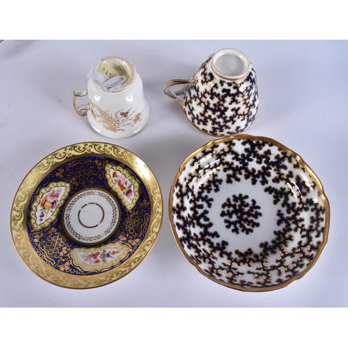 169 - FIVE 19TH CENTURY WORCESTER CUPS AND SAUCERS. (10)