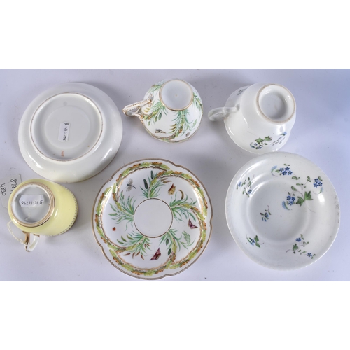 169 - FIVE 19TH CENTURY WORCESTER CUPS AND SAUCERS. (10)