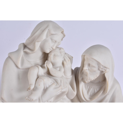 17 - A RARE VICTORIAN PARIAN WARE NATIVITY FIGURAL GROUP modelled with the baby Jesus on a donkey. 30 cm ... 