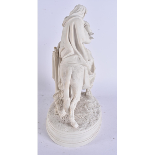 17 - A RARE VICTORIAN PARIAN WARE NATIVITY FIGURAL GROUP modelled with the baby Jesus on a donkey. 30 cm ... 