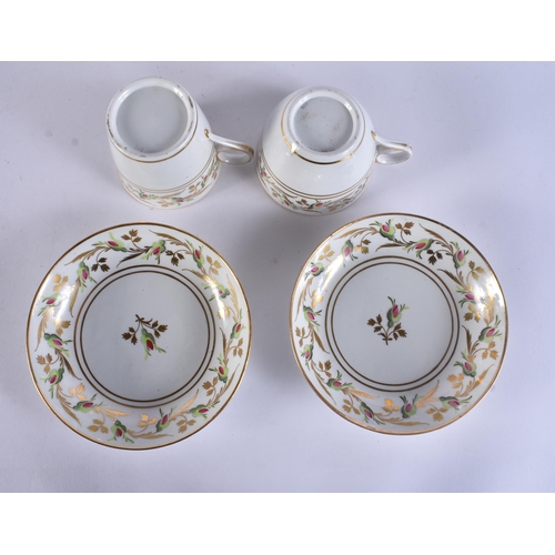 171 - FIVE EARLY 19TH CENTURY CHAMBERLAINS WORCESTER CUPS AND SAUCERS. (10)