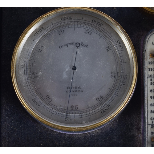 18 - A RARE VICTORIAN ROSS OF LONDON CASED INSTRUMENT SET including fitted compass, goliath pocket watch,... 
