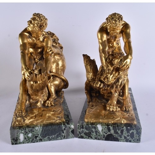 19 - Manner of Giambologna (1529-1609) A large fine pair of antique gilt bronze figural groups, modelled ... 
