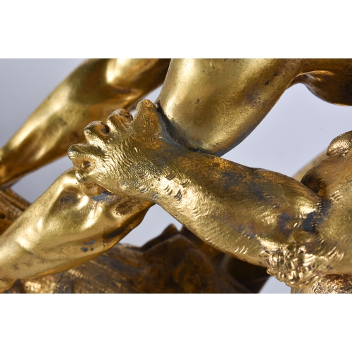 19 - Manner of Giambologna (1529-1609) A large fine pair of antique gilt bronze figural groups, modelled ... 