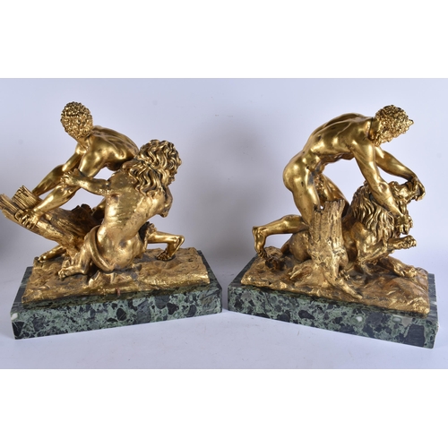 19 - Manner of Giambologna (1529-1609) A large fine pair of antique gilt bronze figural groups, modelled ... 