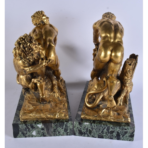19 - Manner of Giambologna (1529-1609) A large fine pair of antique gilt bronze figural groups, modelled ... 