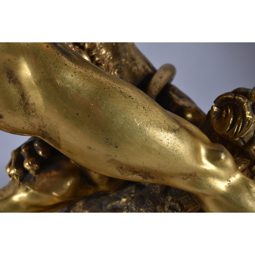 19 - Manner of Giambologna (1529-1609) A large fine pair of antique gilt bronze figural groups, modelled ... 
