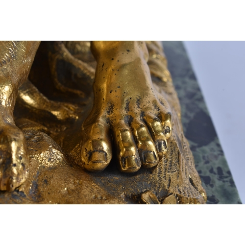 19 - Manner of Giambologna (1529-1609) A large fine pair of antique gilt bronze figural groups, modelled ... 