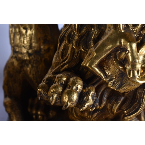 19 - Manner of Giambologna (1529-1609) A large fine pair of antique gilt bronze figural groups, modelled ... 