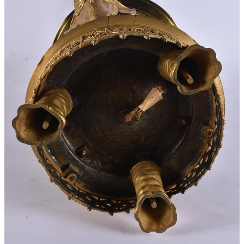 2 - A FINE 19TH CENTURY EUROPEAN BRONZE AND GILT BRONZE COUNTRY HOUSE LAMP formed with three elephants, ... 
