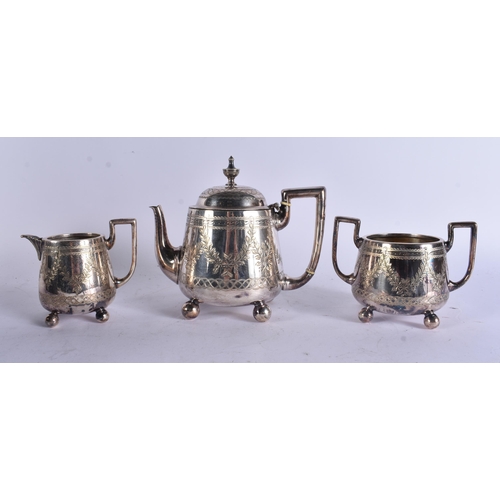 26 - A CASED VICTORIAN SILVER PLATED TRAVELLING TEASET. Box 24 cm x 20 cm. (3)