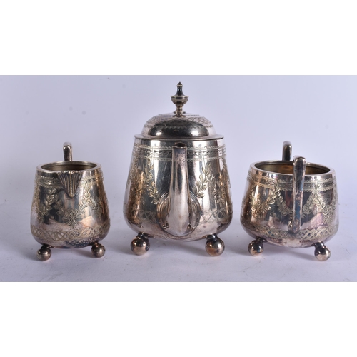 26 - A CASED VICTORIAN SILVER PLATED TRAVELLING TEASET. Box 24 cm x 20 cm. (3)