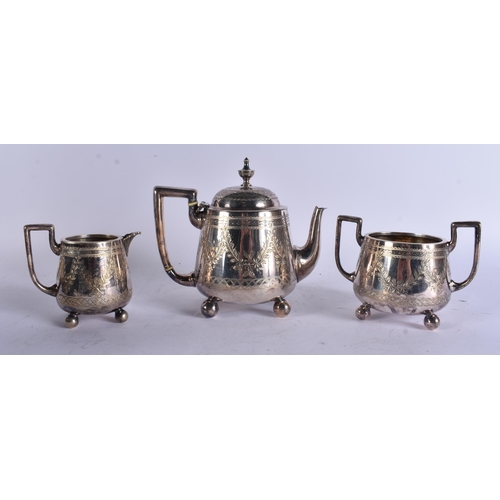 26 - A CASED VICTORIAN SILVER PLATED TRAVELLING TEASET. Box 24 cm x 20 cm. (3)