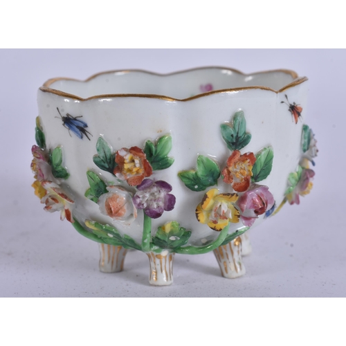 43 - AN ANTIQUE MEISSEN PORCELAIN ENCRUSTED CUP together with a mirror. Largest 28 cm x 18 cm. (2)