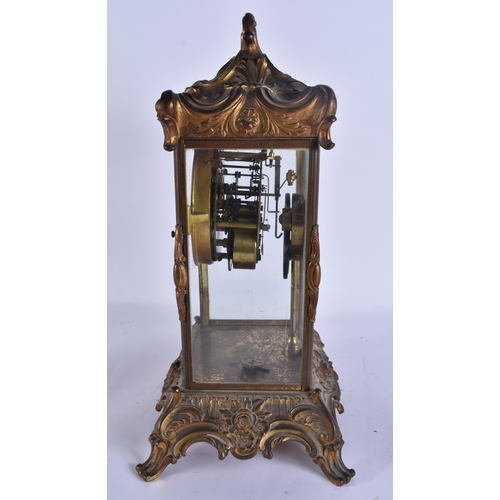 44 - AN ANTIQUE AMERICAN ANSONIA CLOCK COMPANY REGULATOR MANTEL CLOCK. 38 cm x 18 cm.