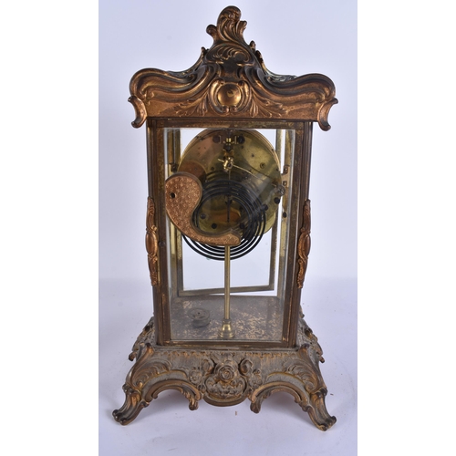 44 - AN ANTIQUE AMERICAN ANSONIA CLOCK COMPANY REGULATOR MANTEL CLOCK. 38 cm x 18 cm.