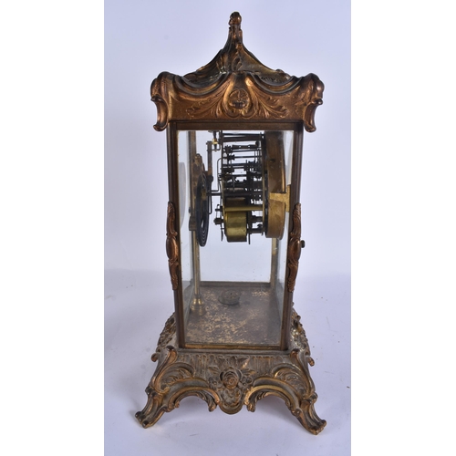 44 - AN ANTIQUE AMERICAN ANSONIA CLOCK COMPANY REGULATOR MANTEL CLOCK. 38 cm x 18 cm.