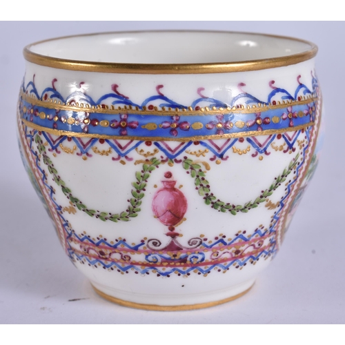 4 - AN ANTIQUE FRENCH SEVRES PORCELAIN BOWL painted with landscapes. 7 cm wide.