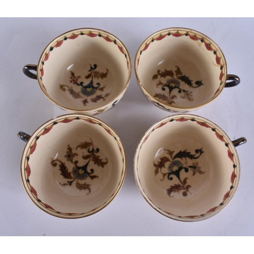 45 - AN UNUSUAL HUNGARIAN ZSOLNAY PECS TEA SERVICE painted with Islamic foliage. Largest 25 cm wide. (qty... 