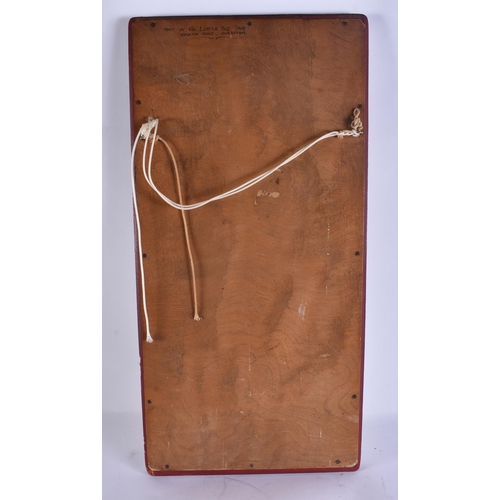 46 - AN EDWARDIAN CHINOISERIE LACQUERED WOOD MIRROR. 62 cm x 30 cm.