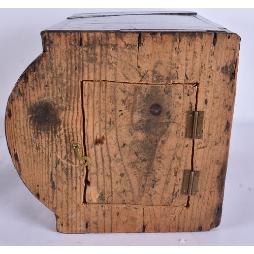 47 - A LATE VICTORIAN/EDWARDIAN OAK SMOKERS CABINET containing pipes and matchbox cases, together with a ... 